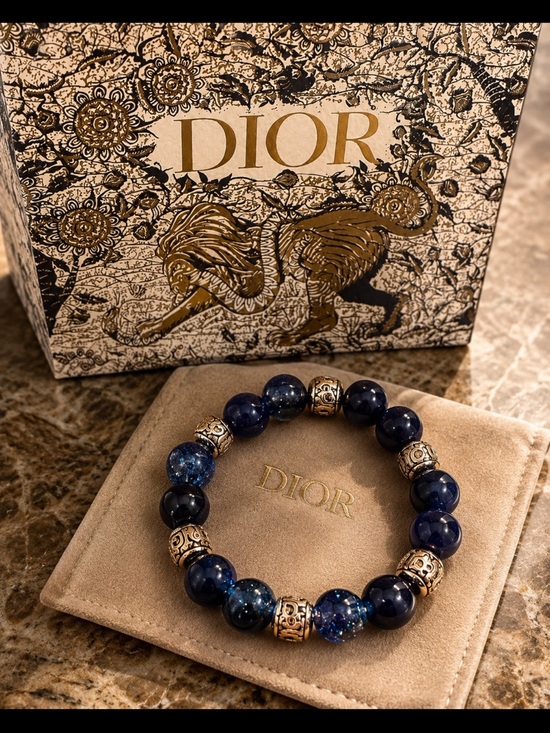 Unlisted Jewelry - Navy Blue Bead Bracelet with Silver-Tone Spacers